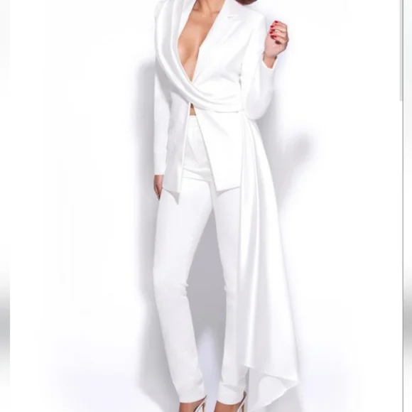 Draping blazer 2 piece suit set